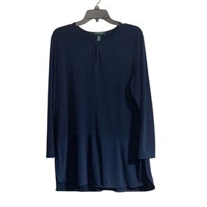 Lauren Ralph Lauren XL Navy Blue Long Sleeve Tunic Top Classic Capsule Timeless